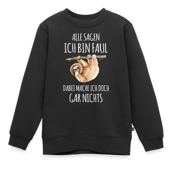 Faultier faul Faulheit Faulenzer lustige Sprüche - Kinder Premium Organic Sweatshirt - Schwarz - Vorne - AI Model Kid Female (0cm)