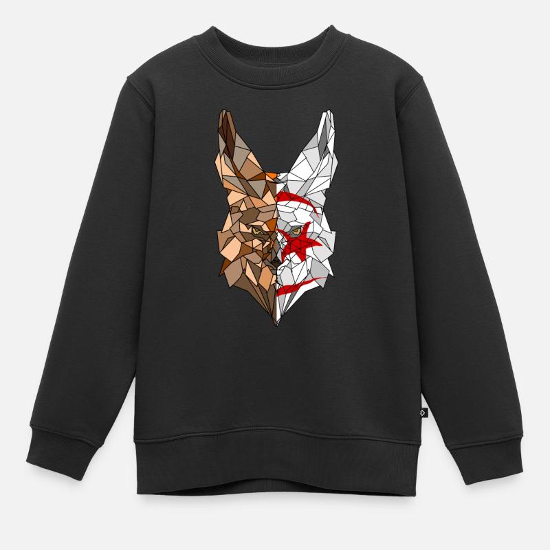Fennec polygone drapeau de l'Algérie - Sweat Premium enfant bio - noir