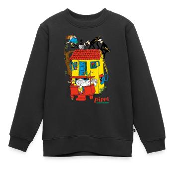 Pippi Longstocking Villa Kunterbunt - Kids Premium Organic Sweatshirt - black - Front - AI Model Kid Female (0cm)
