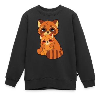 Câlin de panda roux - Sweat Premium enfant bio - noir - Devant - AI Model Kid Female (0cm)