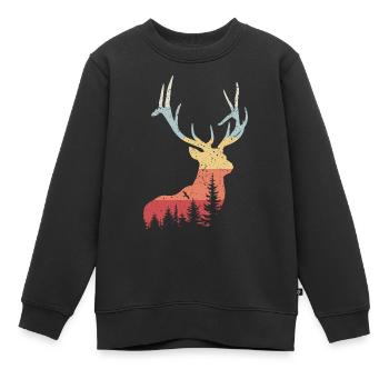 Cerf - Sweat Premium enfant bio - noir - Devant - AI Model Kid Female (0cm)
