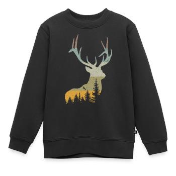 Hirsch - Kinder Premium Organic Sweatshirt - Schwarz - Vorne - AI Model Kid Female (0cm)