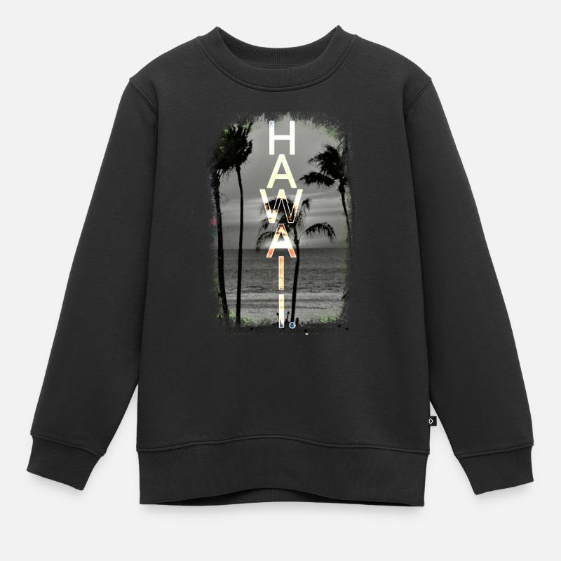 Hawaï - Sweat Premium enfant bio - noir