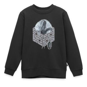 coquelicot noir et blanc avec hexagone en arrière-plan - Sweat Premium enfant bio - noir - Devant - AI Model Kid Female (0cm)