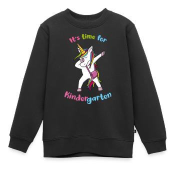 Unicorn It's time for Kindergarten - Kids Premium Organic Sweatshirt - black - Front - AI Model Kid Female (0cm)