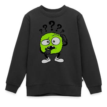 Point d’interrogation visage sceptique comique - Sweat Premium enfant bio - noir - Devant - AI Model Kid Female (0cm)
