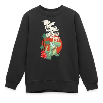 Ukulélé trex - Sweat Premium enfant bio - noir - Devant - AI Model Kid Female (0cm)