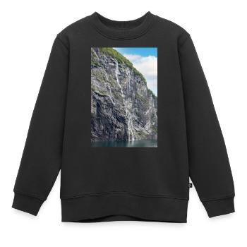 Brudesløret waterfall (Bridal Veil) Geiranger - Kids Premium Organic Sweatshirt - black - Front - AI Model Kid Female (0cm)