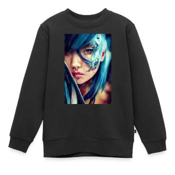 Manga Samouraï girl - Sweat Premium enfant bio - noir - Devant - AI Model Kid Female (0cm)