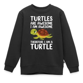 Drôle de tortue de mer Tortue de mer Eau de mer - Sweat Premium enfant bio - noir - Devant - AI Model Kid Female (0cm)