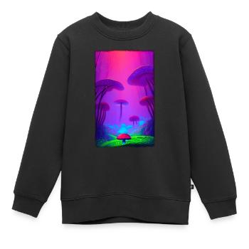 Champignon Forêt verticale 2 - Sweat Premium enfant bio - noir - Devant - AI Model Kid Female (0cm)