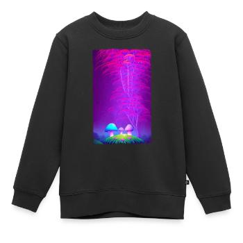 Champignons Vertical 3 - Sweat Premium enfant bio - noir - Devant - AI Model Kid Female (0cm)