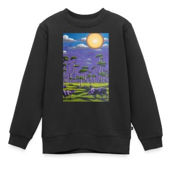 Wolf am Horizont - Kinder Premium Organic Sweatshirt - Schwarz - Vorne - AI Model Kid Female (0cm)
