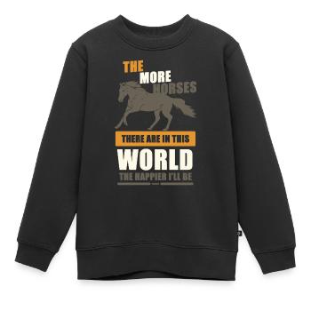 Cheval Enfants Filles Amoureux des chevaux - Sweat Premium enfant bio - noir - Devant - AI Model Kid Female (0cm)