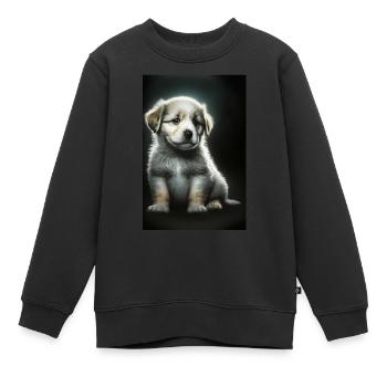 Weißer Welpe - Kinder Premium Organic Sweatshirt - Schwarz - Vorne - AI Model Kid Female (0cm)
