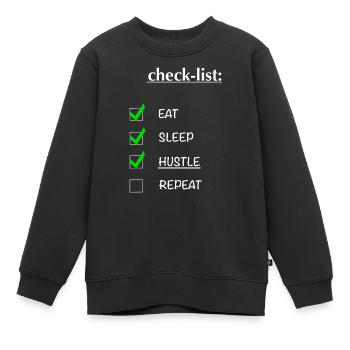 Check-List: hustle Design - Kinder Premium Organic Sweatshirt - Schwarz - Vorne - AI Model Kid Female (0cm)
