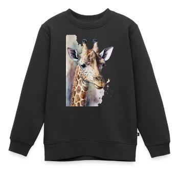 Girafe Aquarelle - Sweat Premium enfant bio - noir - Devant - AI Model Kid Female (0cm)