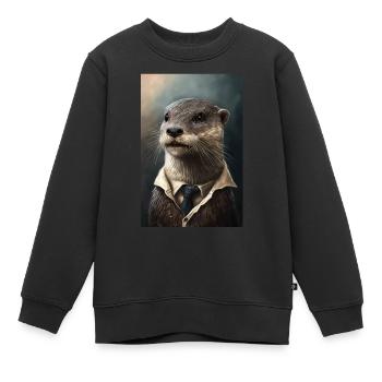 Otter Dessin animé réaliste Anime - Sweat Premium enfant bio - noir - Devant - AI Model Kid Female (0cm)