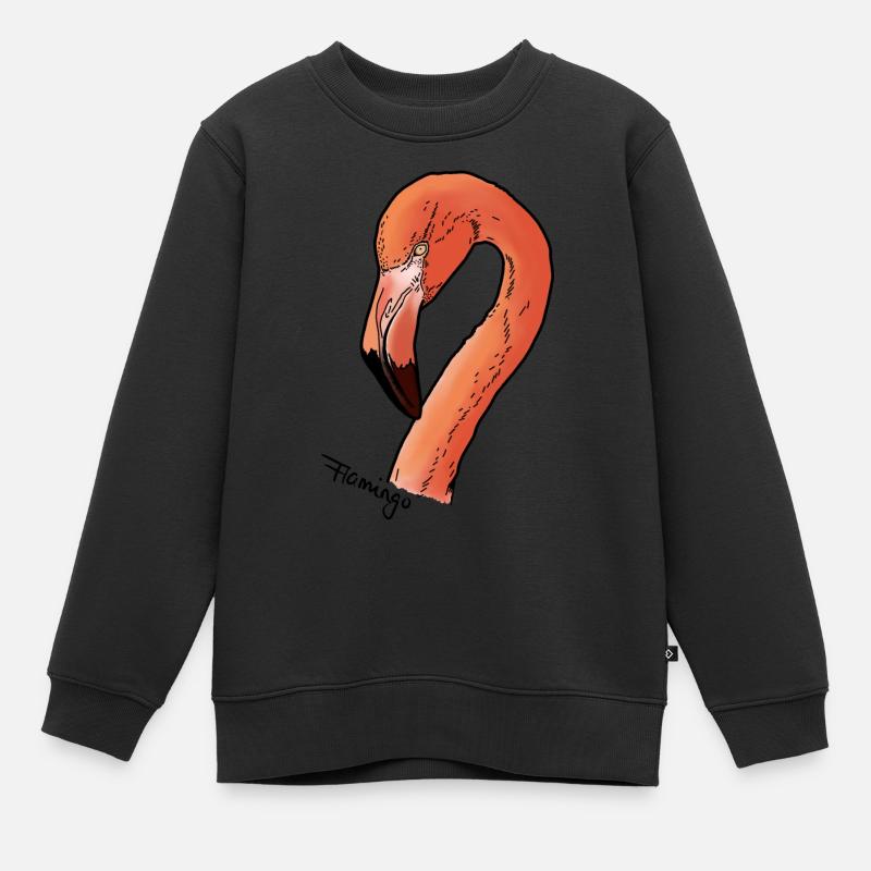 Flamingo - Kopf - Kinder Premium Organic Sweatshirt - Schwarz