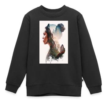 Zhangjiajie Mountains Profil de femme Chine - Sweat Premium enfant bio - noir - Devant - AI Model Kid Female (0cm)