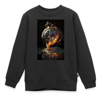 Fusion Montre de Poche Surréaliste - Sweat Premium enfant bio - noir - Devant - AI Model Kid Female (0cm)