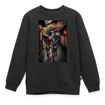 Geisha in Kyoto Japanisch Kimono Japanische Kunst - Kinder Premium Organic Sweatshirt - Schwarz - Vorne - AI Model Kid Female (0cm)