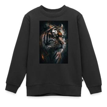 Tiger Portrait Cool Wild Cat Wildkatze Raubtier - Kinder Premium Organic Sweatshirt - Schwarz - Vorne - AI Model Kid Female (0cm)