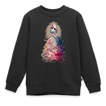 Lady Flower - Kinder Premium Organic Sweatshirt - Schwarz - Vorne - AI Model Kid Female (0cm)