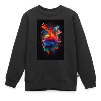 Abstrakter bunter Kopf - Kinder Premium Organic Sweatshirt - Schwarz - Vorne - AI Model Kid Female (0cm)