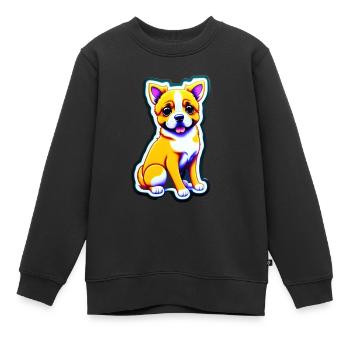 cute dog, dog lovers stickers, rubber sticker - Sweat Premium enfant bio - noir - Devant - AI Model Kid Female (0cm)