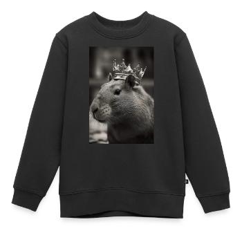 Capybara avec couronne Capybara doux Capybara - Sweat Premium enfant bio - noir - Devant - AI Model Kid Female (0cm)