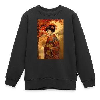 Japan Malerei Japanische Frau Japanische Kunst - Kinder Premium Organic Sweatshirt - Schwarz - Vorne - AI Model Kid Female (0cm)