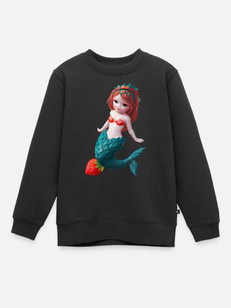 Erdbeer-Meerjungfrau - Kinder Premium Organic Sweatshirt - Schwarz