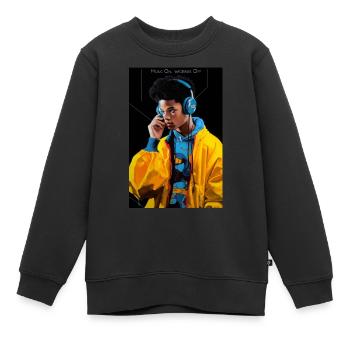 MusicOn WorriesOff - Sweat Premium enfant bio - noir - Devant - AI Model Kid Female (0cm)