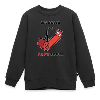 «Tapis papy» cadeau papy humour - Sweat Premium enfant bio - noir - Devant - AI Model Kid Female (0cm)
