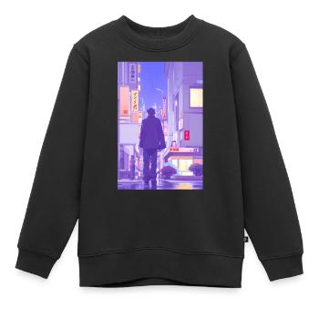 Paysage de Tokyo - Sweat Premium enfant bio - noir - Devant - AI Model Kid Female (0cm)