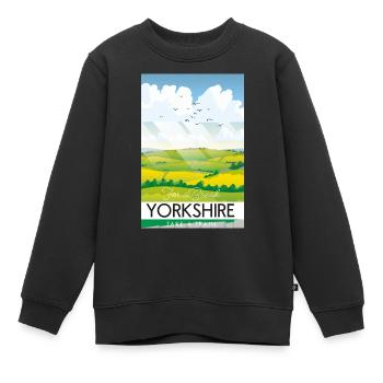 Le Yorkshire fait une pause - Sweat Premium enfant bio - noir - Devant - AI Model Kid Female (0cm)