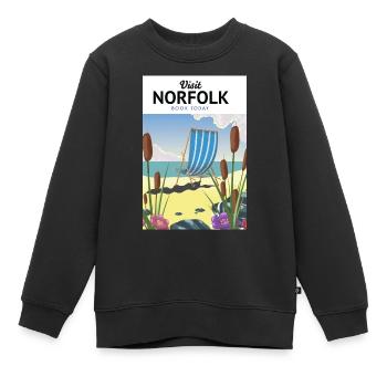 Affiche Norfolk Seaside Travel - Sweat Premium enfant bio - noir - Devant - AI Model Kid Female (0cm)