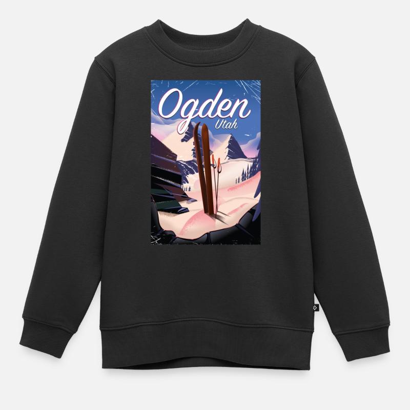Ogden Utah Ski Poster - Kinder Premium Organic Sweatshirt - Schwarz