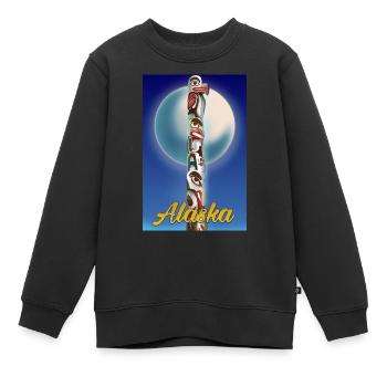 Affiche de voyage du totem de l’Alaska - Sweat Premium enfant bio - noir - Devant - AI Model Kid Female (0cm)