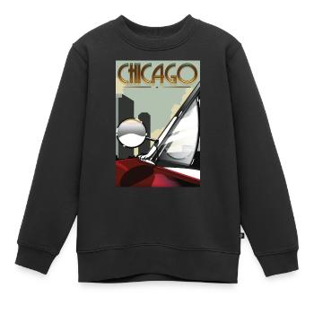 Affiche Chicago Car Travel - Sweat Premium enfant bio - noir - Devant - AI Model Kid Female (0cm)