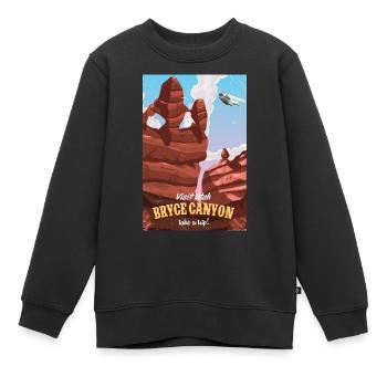 Bryce canyon Utah travel poster - Kids Premium Organic Sweatshirt - black - Front - AI Model Kid Female (0cm)
