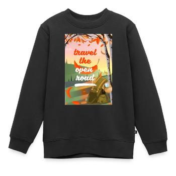 Travel The Open Road - Kids Premium Organic Sweatshirt - black - Front - AI Model Kid Female (0cm)
