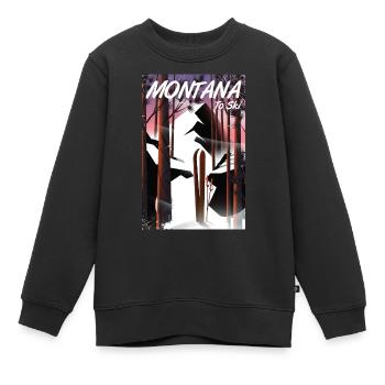 Montana Pour skier - Sweat Premium enfant bio - noir - Devant - AI Model Kid Female (0cm)