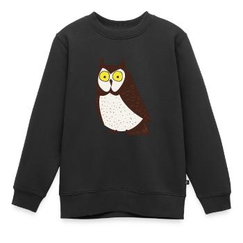 Cartoon-Eule - Kinder Premium Organic Sweatshirt - Schwarz - Vorne - AI Model Kid Female (0cm)
