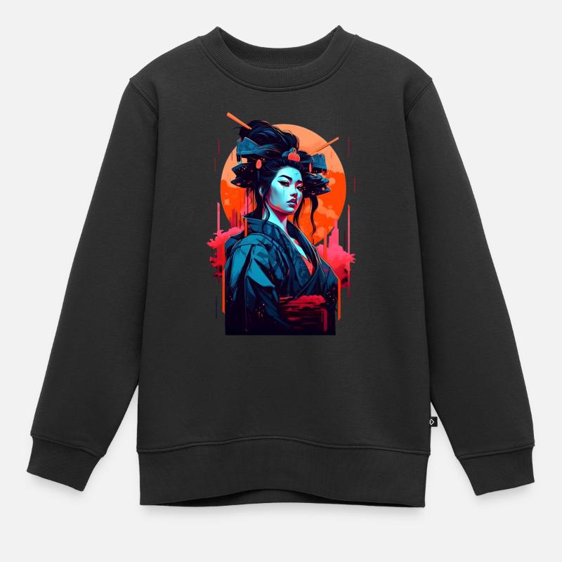 Geisha rétro - Sweat Premium enfant bio - noir