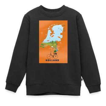 Carte de voyage Hollande - Sweat Premium enfant bio - noir - Devant - AI Model Kid Female (0cm)
