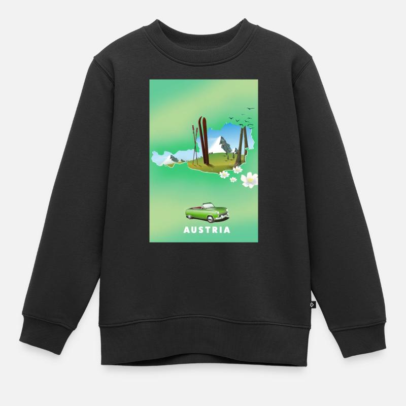 Autriche Affiche de ski - Sweat Premium enfant bio - noir