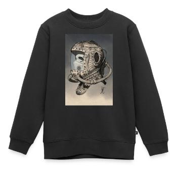 Alter Weltraumhelm einfarbig - Kinder Premium Organic Sweatshirt - Schwarz - Vorne - AI Model Kid Female (0cm)