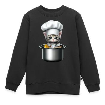 Chef Cat - Kids Premium Organic Sweatshirt - black - Front - AI Model Kid Female (0cm)